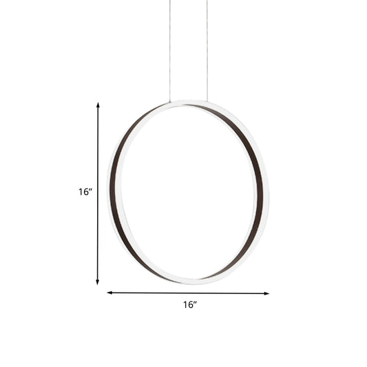 Modernist Ring Hanging Light Kit Acrylic Dining Room LED Ceiling Pendant Lamp in Coffee, 16"/23.5" Dia Clearhalo 'Ceiling Lights' 'Modern Pendants' 'Modern' 'Pendant Lights' 'Pendants' Lighting' 612324
