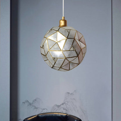 Sldined Globe Suspension Light Contemporary Shell 1-Bulb Dining Room Hanging Pendant Lamp in Silver Silver Clearhalo 'Ceiling Lights' 'Modern Pendants' 'Modern' 'Pendant Lights' 'Pendants' Lighting' 612355