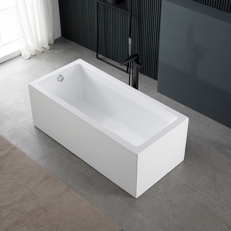 White Acrylic Rectangular Bathtub Soaking Freestanding with Left Drain Clearhalo 'Bathroom Remodel & Bathroom Fixtures' 'Bathtubs' 'Home Improvement' 'home_improvement' 'home_improvement_bathtubs' 'Showers & Bathtubs' 6124120