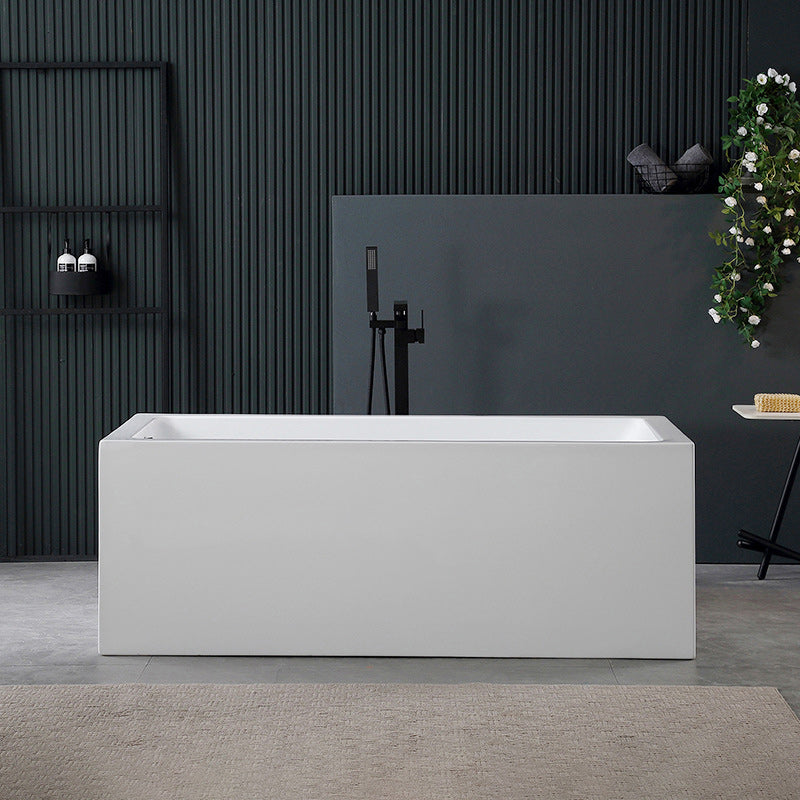 White Acrylic Rectangular Bathtub Soaking Freestanding with Left Drain 63"L x 29.5"W x 24"H Clearhalo 'Bathroom Remodel & Bathroom Fixtures' 'Bathtubs' 'Home Improvement' 'home_improvement' 'home_improvement_bathtubs' 'Showers & Bathtubs' 6124121