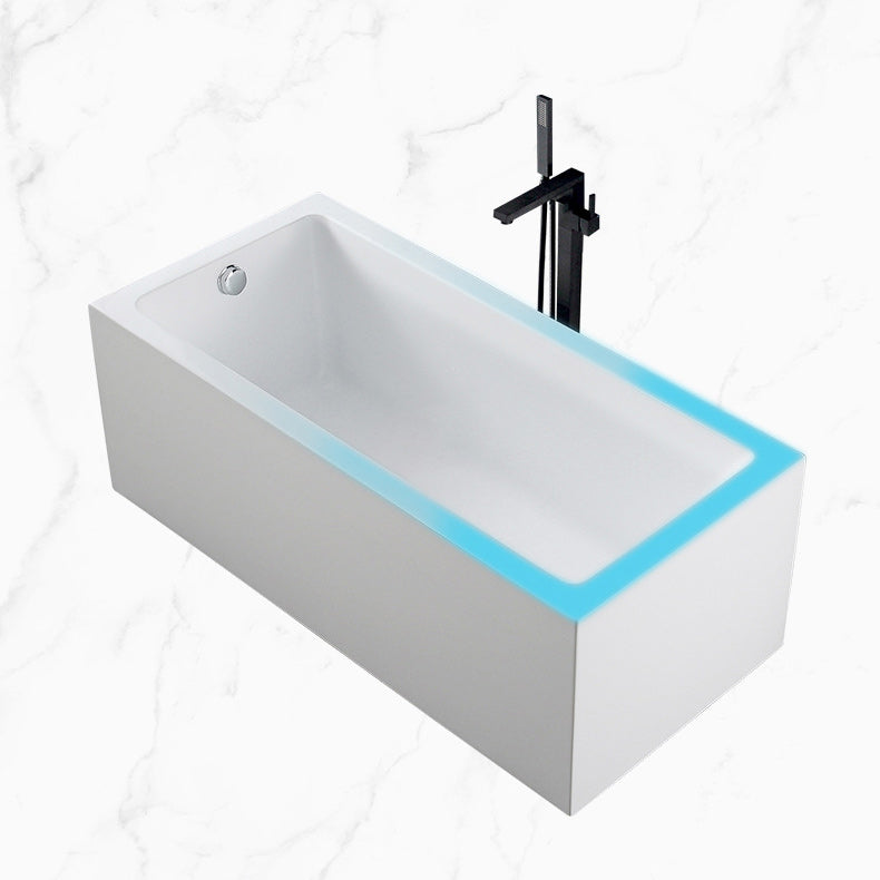 White Acrylic Rectangular Bathtub Soaking Freestanding with Left Drain Clearhalo 'Bathroom Remodel & Bathroom Fixtures' 'Bathtubs' 'Home Improvement' 'home_improvement' 'home_improvement_bathtubs' 'Showers & Bathtubs' 6124128
