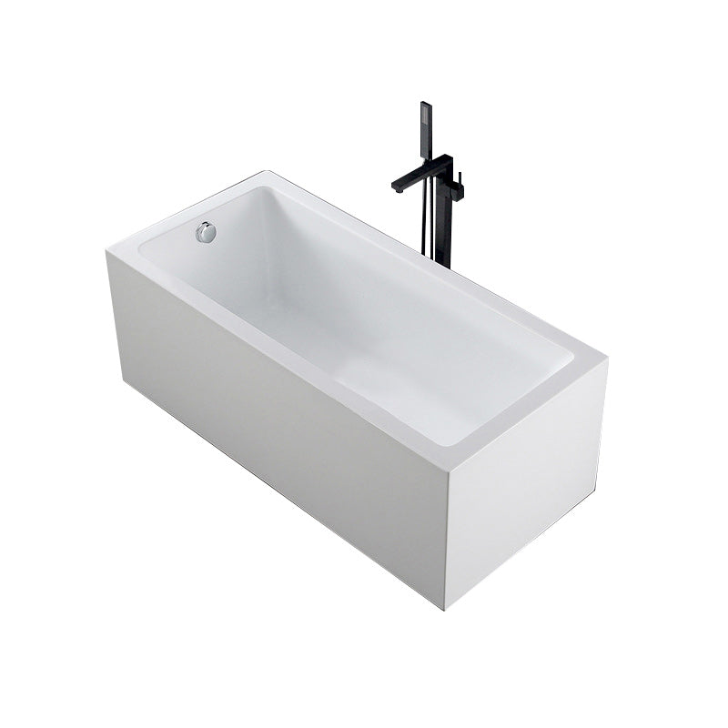 White Acrylic Rectangular Bathtub Soaking Freestanding with Left Drain Clearhalo 'Bathroom Remodel & Bathroom Fixtures' 'Bathtubs' 'Home Improvement' 'home_improvement' 'home_improvement_bathtubs' 'Showers & Bathtubs' 6124131