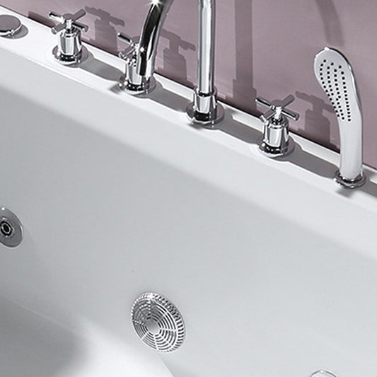 White Acrylic Rectangular Bath Tub Whirlpool Stand Alone Tub with Faucet Clearhalo 'Bathroom Remodel & Bathroom Fixtures' 'Bathtubs' 'Home Improvement' 'home_improvement' 'home_improvement_bathtubs' 'Showers & Bathtubs' 6124144
