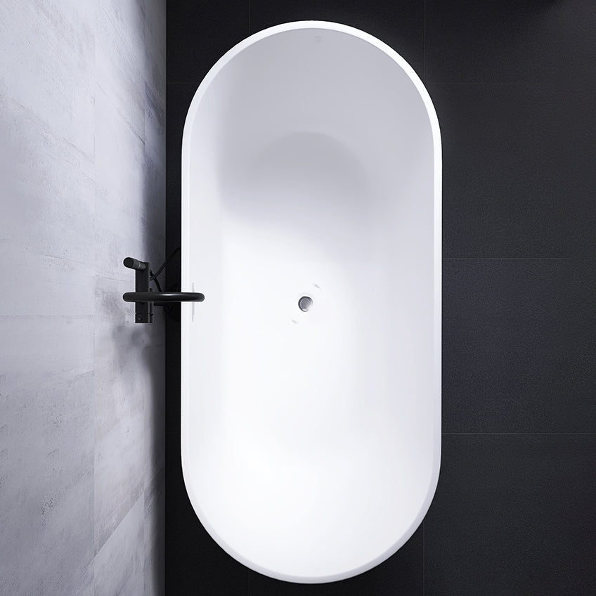 Modern White Stand Alone Bathtub Oval Acrylic Soaking Bathtub without Holes 67"L x 31"W x 24"H Clearhalo 'Bathroom Remodel & Bathroom Fixtures' 'Bathtubs' 'Home Improvement' 'home_improvement' 'home_improvement_bathtubs' 'Showers & Bathtubs' 6124188