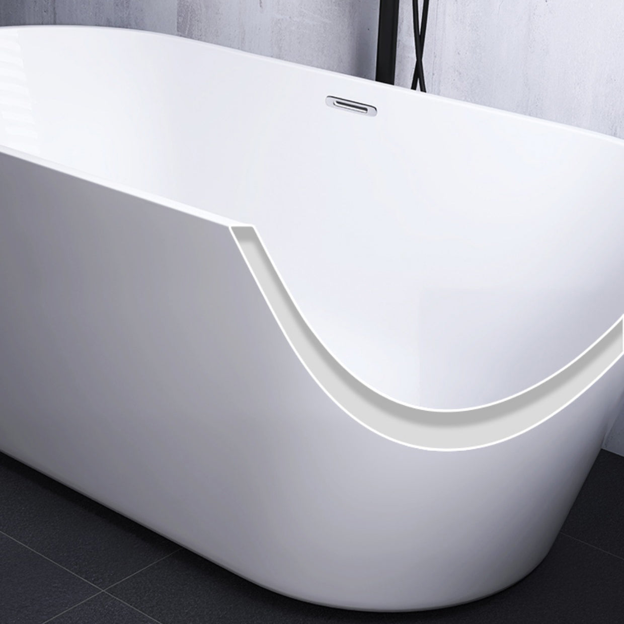 Modern White Stand Alone Bathtub Oval Acrylic Soaking Bathtub without Holes Clearhalo 'Bathroom Remodel & Bathroom Fixtures' 'Bathtubs' 'Home Improvement' 'home_improvement' 'home_improvement_bathtubs' 'Showers & Bathtubs' 6124192