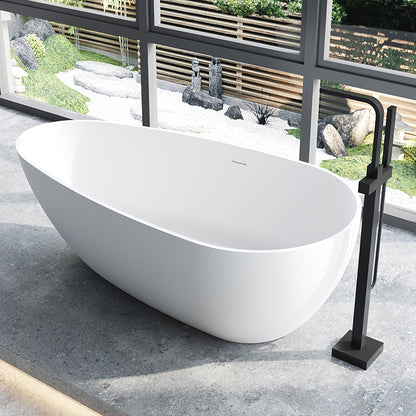 Soaking Stand Alone Tub with Drain Bathroom White Stone Bathtub 59"L x 30"W x 21"H Clearhalo 'Bathroom Remodel & Bathroom Fixtures' 'Bathtubs' 'Home Improvement' 'home_improvement' 'home_improvement_bathtubs' 'Showers & Bathtubs' 6124267