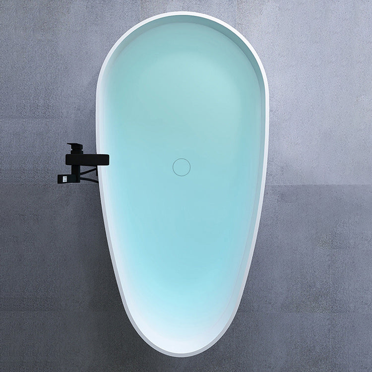Soaking Stand Alone Tub with Drain Bathroom White Stone Bathtub 63"L x 31"W x 21"H Clearhalo 'Bathroom Remodel & Bathroom Fixtures' 'Bathtubs' 'Home Improvement' 'home_improvement' 'home_improvement_bathtubs' 'Showers & Bathtubs' 6124268