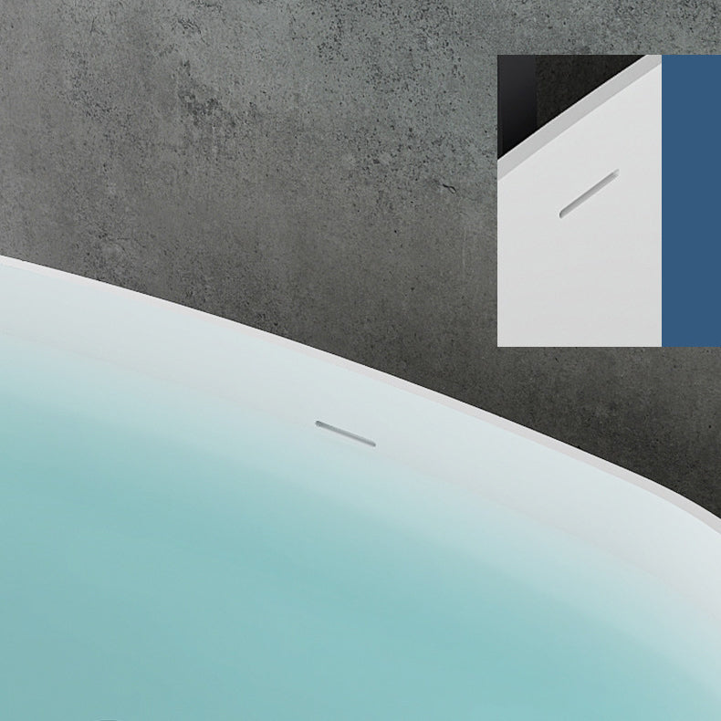 Soaking Stand Alone Tub with Drain Bathroom White Stone Bathtub Clearhalo 'Bathroom Remodel & Bathroom Fixtures' 'Bathtubs' 'Home Improvement' 'home_improvement' 'home_improvement_bathtubs' 'Showers & Bathtubs' 6124275