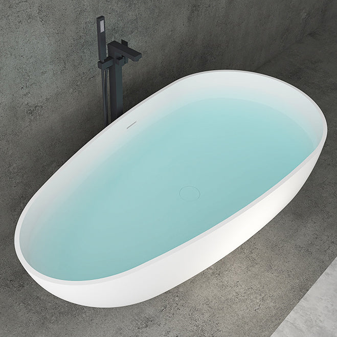 Soaking Stand Alone Tub with Drain Bathroom White Stone Bathtub Clearhalo 'Bathroom Remodel & Bathroom Fixtures' 'Bathtubs' 'Home Improvement' 'home_improvement' 'home_improvement_bathtubs' 'Showers & Bathtubs' 6124278