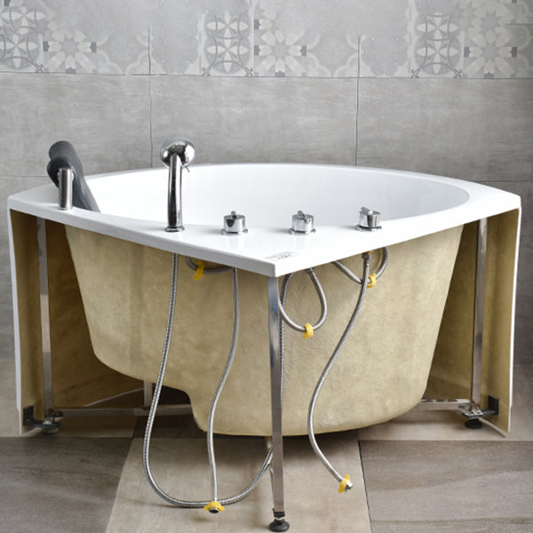 Corner Acrylic-Fiberglass Bathtub Modern White Soaking Bath Tub Clearhalo 'Bathroom Remodel & Bathroom Fixtures' 'Bathtubs' 'Home Improvement' 'home_improvement' 'home_improvement_bathtubs' 'Showers & Bathtubs' 6124296