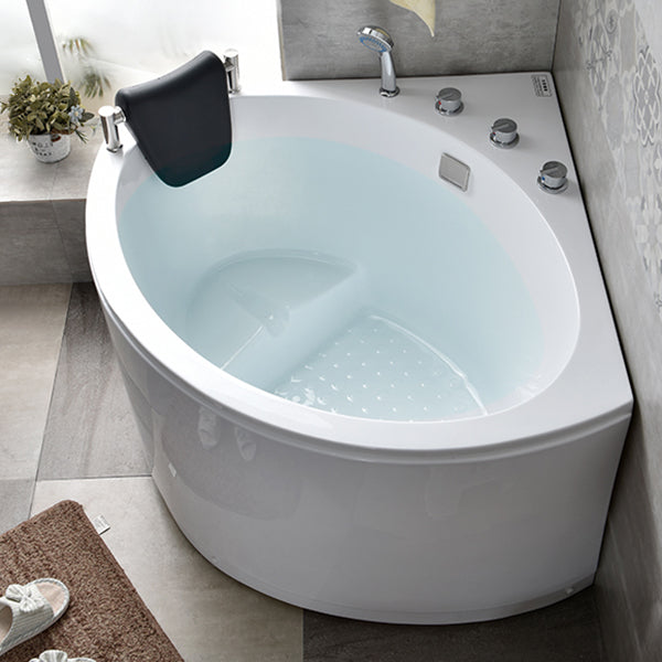 Corner Acrylic-Fiberglass Bathtub Modern White Soaking Bath Tub Clearhalo 'Bathroom Remodel & Bathroom Fixtures' 'Bathtubs' 'Home Improvement' 'home_improvement' 'home_improvement_bathtubs' 'Showers & Bathtubs' 6124297