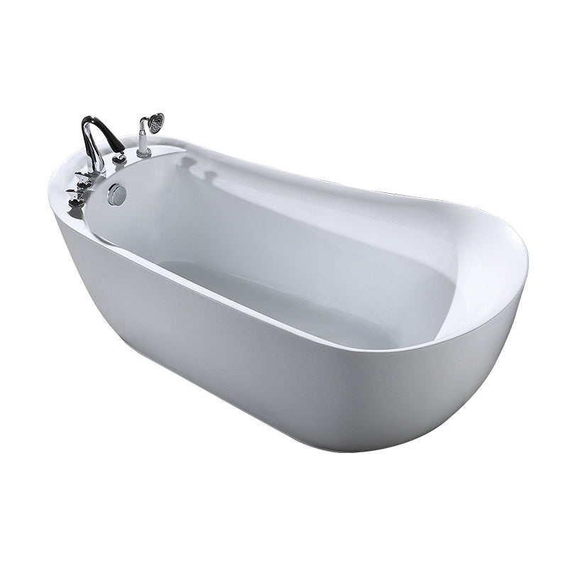 White Acrylic Oval Bathtub Soaking Freestanding Tub with Faucet Clearhalo 'Bathroom Remodel & Bathroom Fixtures' 'Bathtubs' 'Home Improvement' 'home_improvement' 'home_improvement_bathtubs' 'Showers & Bathtubs' 6124359