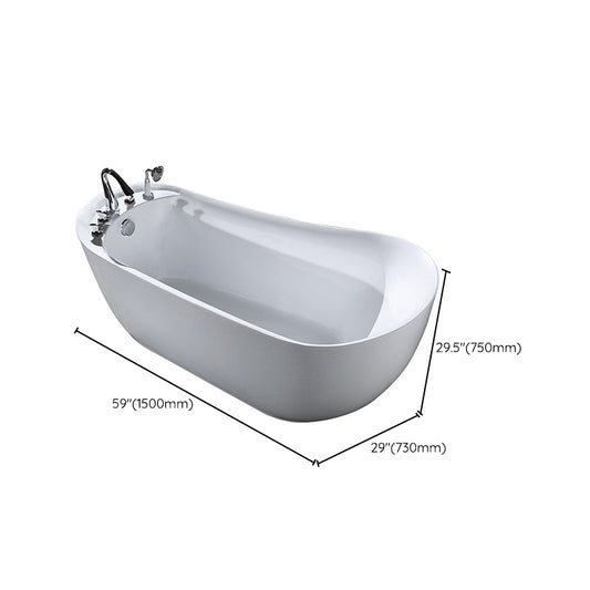 White Acrylic Oval Bathtub Soaking Freestanding Tub with Faucet Clearhalo 'Bathroom Remodel & Bathroom Fixtures' 'Bathtubs' 'Home Improvement' 'home_improvement' 'home_improvement_bathtubs' 'Showers & Bathtubs' 6124366