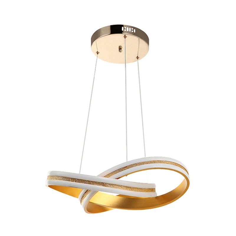 Gold Twisting Hanging Chandelier Minimalism LED Acrylic Ceiling Pendant Lamp in Warm/White Light Clearhalo 'Ceiling Lights' 'Chandeliers' 'Modern Chandeliers' 'Modern' Lighting' 612446