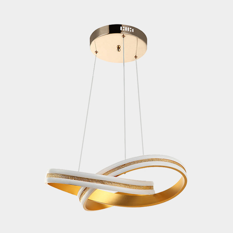 Gold Twisting Hanging Chandelier Minimalism LED Acrylic Ceiling Pendant Lamp in Warm/White Light Clearhalo 'Ceiling Lights' 'Chandeliers' 'Modern Chandeliers' 'Modern' Lighting' 612447