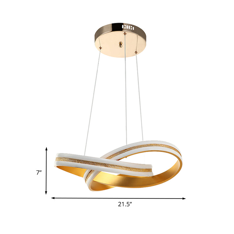 Gold Twisting Hanging Chandelier Minimalism LED Acrylic Ceiling Pendant Lamp in Warm/White Light Clearhalo 'Ceiling Lights' 'Chandeliers' 'Modern Chandeliers' 'Modern' Lighting' 612448