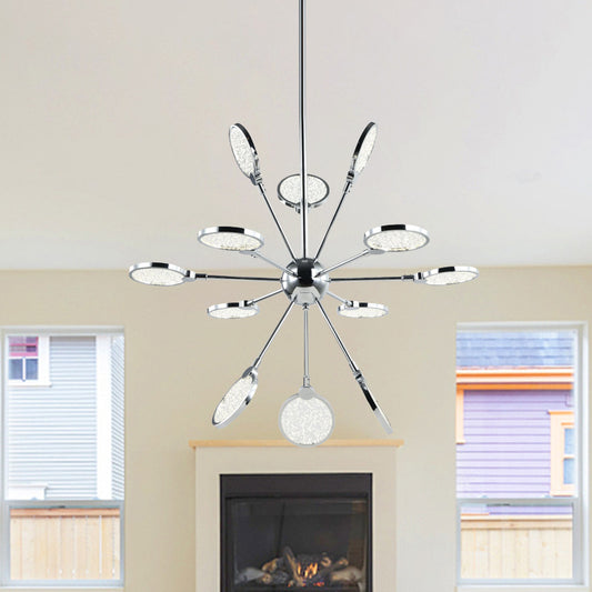 Sputnik Hanging Chandelier Modernist Metallic LED Chrome Suspended Pendant Light with Acrylic Shade in Warm/White Light Clearhalo 'Ceiling Lights' 'Chandeliers' 'Modern Chandeliers' 'Modern' Lighting' 612468