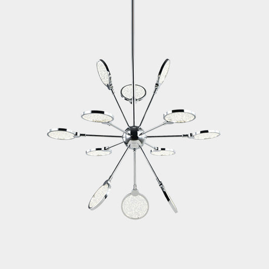 Sputnik Hanging Chandelier Modernist Metallic LED Chrome Suspended Pendant Light with Acrylic Shade in Warm/White Light Clearhalo 'Ceiling Lights' 'Chandeliers' 'Modern Chandeliers' 'Modern' Lighting' 612470