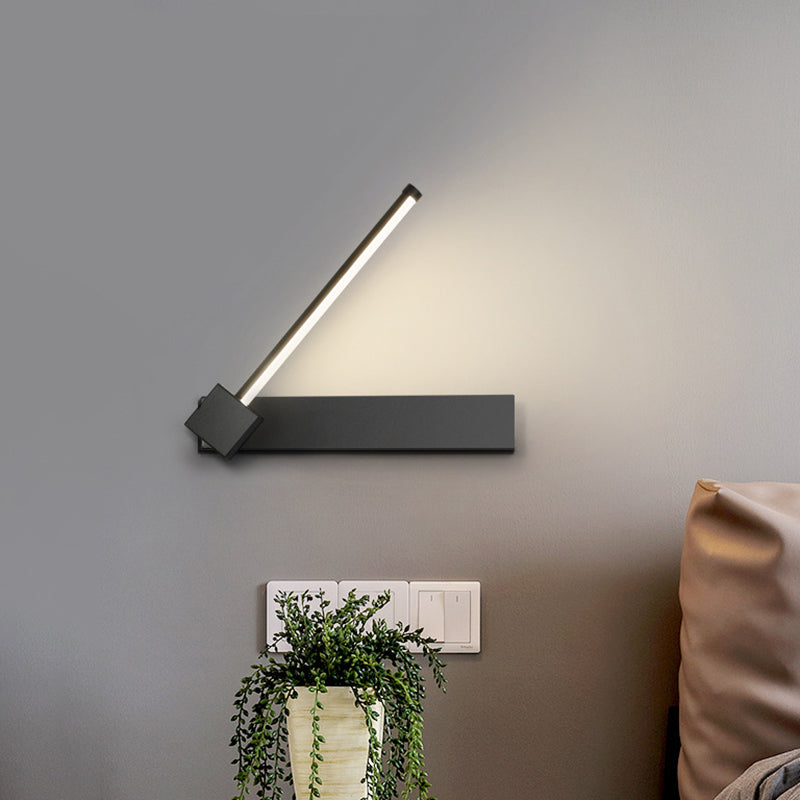 Modern LED Sconce Light Fixture White/Black Finish Rectangle and Linear Rotatable Wall Lamp with Acrylic Shade, White/Warm Light Black Clearhalo 'Cast Iron' 'Glass' 'Industrial' 'Modern wall lights' 'Modern' 'Tiffany' 'Traditional wall lights' 'Wall Lamps & Sconces' 'Wall Lights' Lighting' 612485
