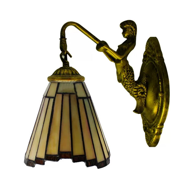 Mini Sconce Light Tiffany Style Stained Glass Single Light Wall Mount Light for Bedroom Clearhalo 'Industrial' 'Middle century wall lights' 'Tiffany wall lights' 'Tiffany' 'Wall Lamps & Sconces' 'Wall Lights' Lighting' 6125