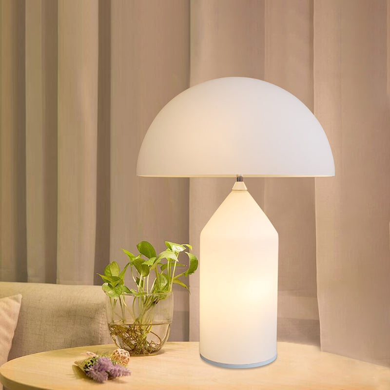 Mushroom Shape Bedside Table Lighting White Glass LED Minimalist Nightstand Lamp White Clearhalo 'Lamps' 'Table Lamps' Lighting' 612590