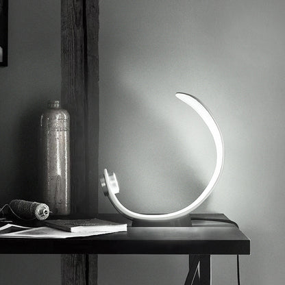 White Finish Bend Moon Shape Desk Light Simple LED Metallic Night Table Lamp for Bedside White Clearhalo 'Lamps' 'Table Lamps' Lighting' 612595