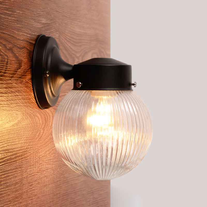 Globe Wall Light Fixture Vintage 1 Light Mini Wall Sconce with White/Clear Glass Shade for Bathroom Clear Clearhalo 'Cast Iron' 'Glass' 'Industrial wall lights' 'Industrial' 'Middle century wall lights' 'Modern' 'Tiffany' 'Traditional wall lights' 'Wall Lamps & Sconces' 'Wall Lights' Lighting' 612649