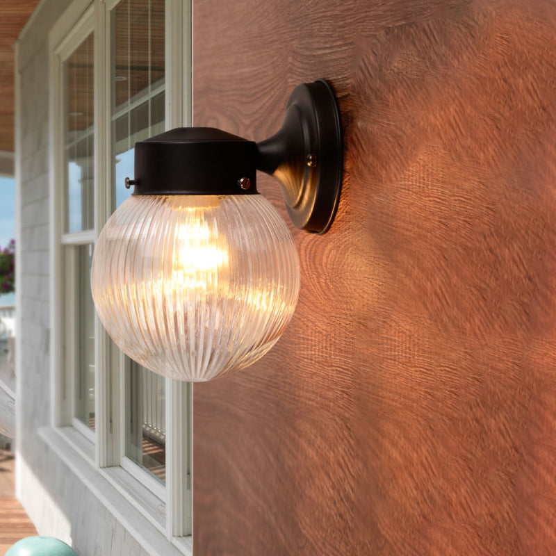 Globe Wall Light Fixture Vintage 1 Light Mini Wall Sconce with White/Clear Glass Shade for Bathroom Clearhalo 'Cast Iron' 'Glass' 'Industrial wall lights' 'Industrial' 'Middle century wall lights' 'Modern' 'Tiffany' 'Traditional wall lights' 'Wall Lamps & Sconces' 'Wall Lights' Lighting' 612650