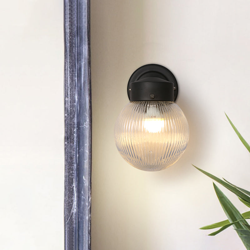 Globe Wall Light Fixture Vintage 1 Light Mini Wall Sconce with White/Clear Glass Shade for Bathroom Clearhalo 'Cast Iron' 'Glass' 'Industrial wall lights' 'Industrial' 'Middle century wall lights' 'Modern' 'Tiffany' 'Traditional wall lights' 'Wall Lamps & Sconces' 'Wall Lights' Lighting' 612651