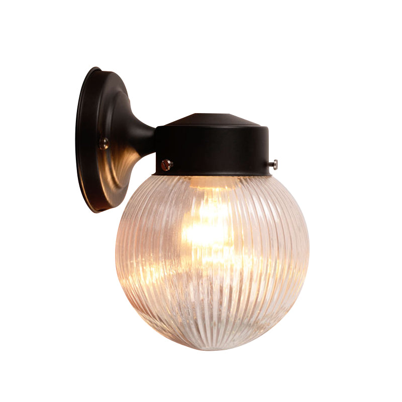 Globe Wall Light Fixture Vintage 1 Light Mini Wall Sconce with White/Clear Glass Shade for Bathroom Clearhalo 'Cast Iron' 'Glass' 'Industrial wall lights' 'Industrial' 'Middle century wall lights' 'Modern' 'Tiffany' 'Traditional wall lights' 'Wall Lamps & Sconces' 'Wall Lights' Lighting' 612652