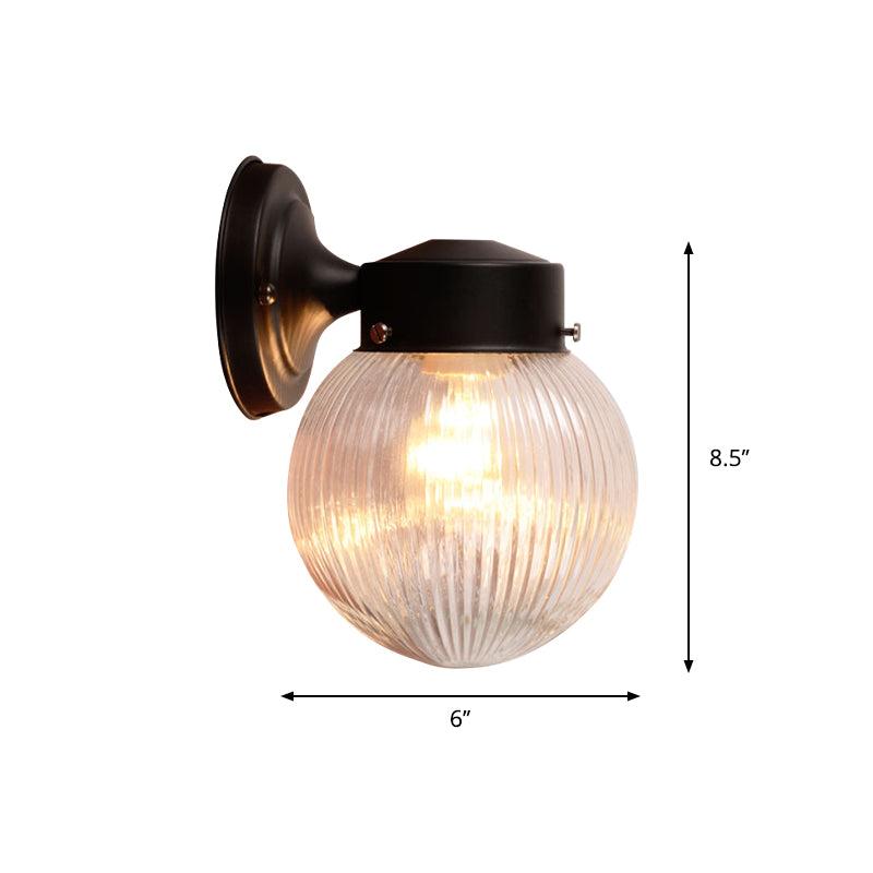 Globe Wall Light Fixture Vintage 1 Light Mini Wall Sconce with White/Clear Glass Shade for Bathroom Clearhalo 'Cast Iron' 'Glass' 'Industrial wall lights' 'Industrial' 'Middle century wall lights' 'Modern' 'Tiffany' 'Traditional wall lights' 'Wall Lamps & Sconces' 'Wall Lights' Lighting' 612653