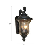 1 Bulb Urn Wall Mounted Light Fixture Industrial Black Water Glass Lighting for Outdoor Clearhalo 'Cast Iron' 'Glass' 'Industrial wall lights' 'Industrial' 'Middle century wall lights' 'Modern' 'Tiffany' 'Traditional wall lights' 'Wall Lamps & Sconces' 'Wall Lights' Lighting' 612673
