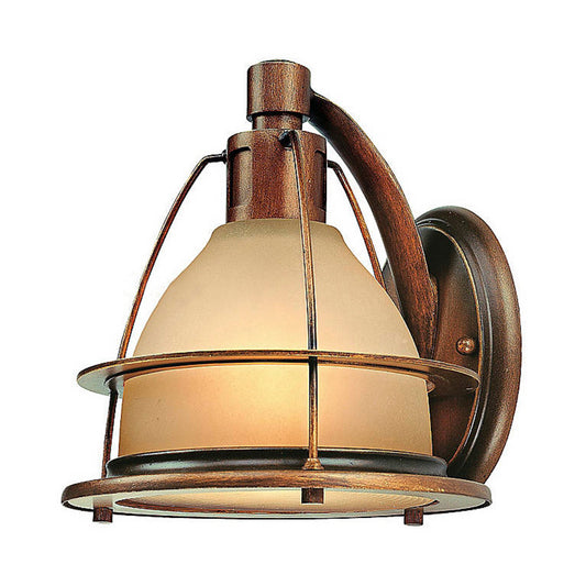 Bronze 1 Light Wall Light Sconce Warehouse Frosted Glass Dome Wall Mounted Lighting with Metal Frame Clearhalo 'Cast Iron' 'Glass' 'Industrial wall lights' 'Industrial' 'Middle century wall lights' 'Modern' 'Tiffany' 'Traditional wall lights' 'Wall Lamps & Sconces' 'Wall Lights' Lighting' 612697