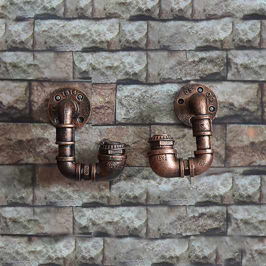1 Light Wall Mount Light Rustic Stylish Plumbing Pipe Metal Wall Lighting with Exposed Bulb in Weathered Copper Clearhalo 'Art deco wall lights' 'Cast Iron' 'Glass' 'Industrial wall lights' 'Industrial' 'Middle century wall lights' 'Modern' 'Rustic wall lights' 'Tiffany' 'Traditional wall lights' 'Wall Lamps & Sconces' 'Wall Lights' Lighting' 612780