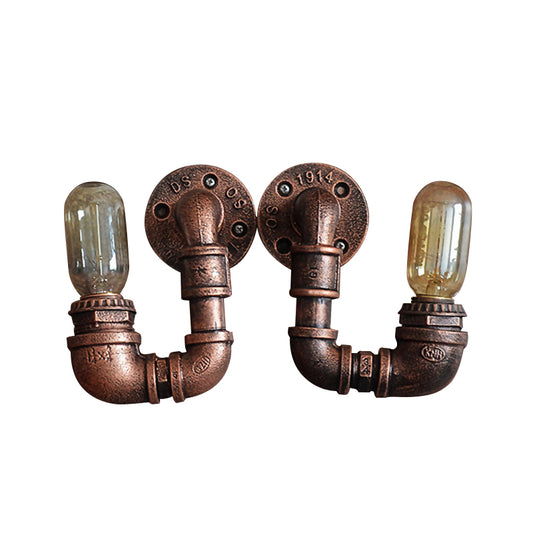 1 Light Wall Mount Light Rustic Stylish Plumbing Pipe Metal Wall Lighting with Exposed Bulb in Weathered Copper Clearhalo 'Art deco wall lights' 'Cast Iron' 'Glass' 'Industrial wall lights' 'Industrial' 'Middle century wall lights' 'Modern' 'Rustic wall lights' 'Tiffany' 'Traditional wall lights' 'Wall Lamps & Sconces' 'Wall Lights' Lighting' 612782