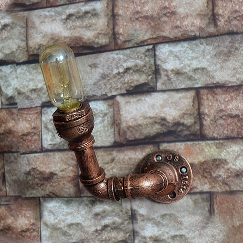 Metallic Pipe Wall Lighting with Open Bulb Vintage 1/2/3-Head Dining Table Wall Sconce in Antique Copper 1.0 Weathered Copper Clearhalo 'Art deco wall lights' 'Cast Iron' 'Glass' 'Industrial wall lights' 'Industrial' 'Middle century wall lights' 'Modern' 'Rustic wall lights' 'Tiffany' 'Traditional wall lights' 'Wall Lamps & Sconces' 'Wall Lights' Lighting' 612794