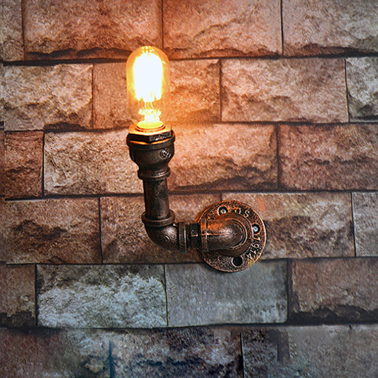 Metallic Pipe Wall Lighting with Open Bulb Vintage 1/2/3-Head Dining Table Wall Sconce in Antique Copper Clearhalo 'Art deco wall lights' 'Cast Iron' 'Glass' 'Industrial wall lights' 'Industrial' 'Middle century wall lights' 'Modern' 'Rustic wall lights' 'Tiffany' 'Traditional wall lights' 'Wall Lamps & Sconces' 'Wall Lights' Lighting' 612795