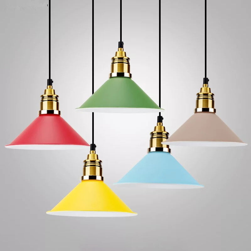 Yellow/Blue/Green Tapered Shade Contemporary Metal 1 Bulb Living Room Hanging Pendant Light with Adjustable Cord Clearhalo 'Art Deco Pendants' 'Cast Iron' 'Ceiling Lights' 'Ceramic' 'Crystal' 'Industrial Pendants' 'Industrial' 'Metal' 'Middle Century Pendants' 'Pendant Lights' 'Pendants' 'Tiffany' Lighting' 61300
