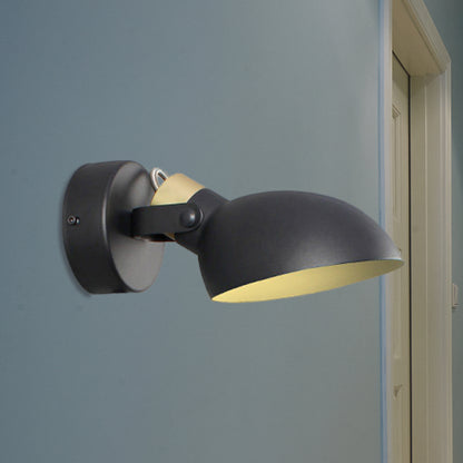 Bowl Shade Metallic Wall Sconce Light Contemporary 1 Light Black/White Finish Wall Lamp for Bedroom Black Clearhalo 'Cast Iron' 'Glass' 'Industrial' 'Modern wall lights' 'Modern' 'Tiffany' 'Traditional wall lights' 'Wall Lamps & Sconces' 'Wall Lights' Lighting' 613040