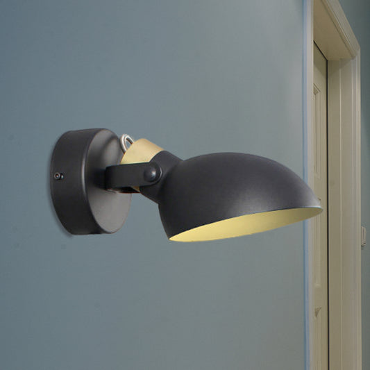 Bowl Shade Metallic Wall Sconce Light Contemporary 1 Light Black/White Finish Wall Lamp for Bedroom Black Clearhalo 'Cast Iron' 'Glass' 'Industrial' 'Modern wall lights' 'Modern' 'Tiffany' 'Traditional wall lights' 'Wall Lamps & Sconces' 'Wall Lights' Lighting' 613040
