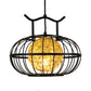 Metal Pumpkin Cage Hanging Pendant Light with Inner Rattan Ball Shade Asian Style 1 Light Suspension Lamp in Red/Yellow Clearhalo 'Ceiling Lights' 'Modern Pendants' 'Modern' 'Pendant Lights' 'Pendants' Lighting' 613086