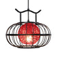 Metal Pumpkin Cage Hanging Pendant Light with Inner Rattan Ball Shade Asian Style 1 Light Suspension Lamp in Red/Yellow Clearhalo 'Ceiling Lights' 'Modern Pendants' 'Modern' 'Pendant Lights' 'Pendants' Lighting' 613091