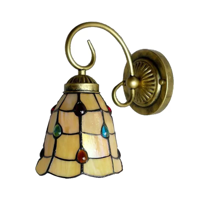 Mini Sconce Light Tiffany Style Stained Glass Single Light Wall Mount Light for Bedroom Clearhalo 'Industrial' 'Middle century wall lights' 'Tiffany wall lights' 'Tiffany' 'Wall Lamps & Sconces' 'Wall Lights' Lighting' 6131