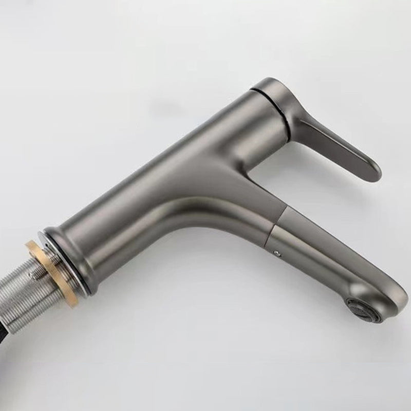 Modern Style Vessel Sink Faucet Single-handle Low Arc Retractable Copper Vessel Faucet Clearhalo 'Bathroom Remodel & Bathroom Fixtures' 'Bathroom Sink Faucets' 'Bathroom Sinks & Faucet Components' 'bathroom_sink_faucets' 'Home Improvement' 'home_improvement' 'home_improvement_bathroom_sink_faucets' 6131441