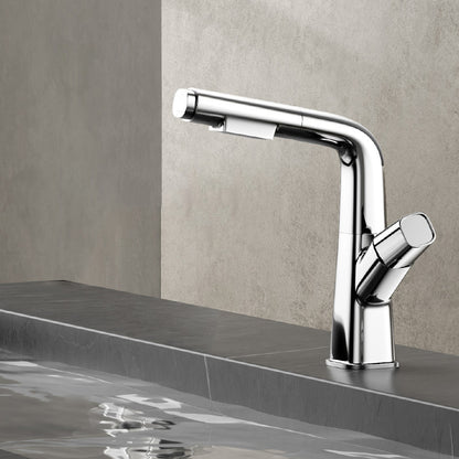 Basic Metal Sink Faucet Bathroom Centerset Faucet with Knob Handle Silver Clearhalo 'Bathroom Remodel & Bathroom Fixtures' 'Bathroom Sink Faucets' 'Bathroom Sinks & Faucet Components' 'bathroom_sink_faucets' 'Home Improvement' 'home_improvement' 'home_improvement_bathroom_sink_faucets' 6131447