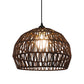 1/3-Bulb Corridor Hanging Light Fixture with Domed Rattan Shade Black/Beige Suspended Lamp Clearhalo 'Ceiling Lights' 'Pendant Lights' 'Pendants' Lighting' 613402