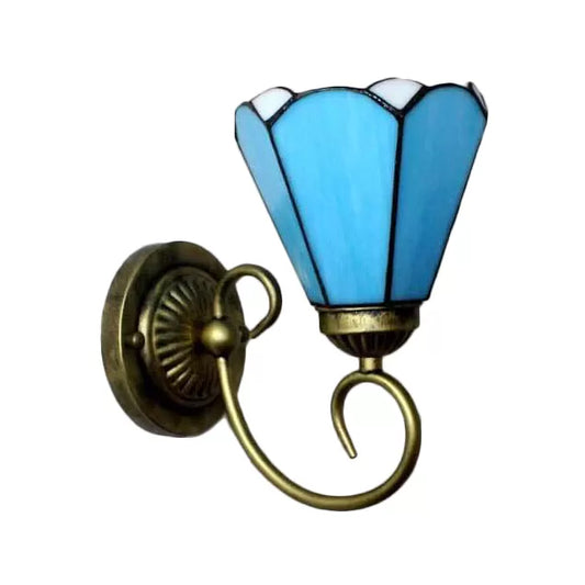 Mini Sconce Light Tiffany Style Stained Glass Single Light Wall Mount Light for Bedroom Clearhalo 'Industrial' 'Middle century wall lights' 'Tiffany wall lights' 'Tiffany' 'Wall Lamps & Sconces' 'Wall Lights' Lighting' 6134