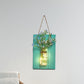 Floral String Light with Blue Wood Backplate Modern Glass Jar Wall Light for Cafe Restaurant Clearhalo 'Wall Lamps & Sconces' 'Wall Lights' Lighting' 613554