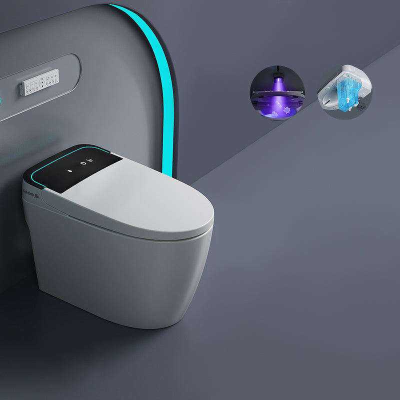 Modern Floor Mount Skirted Toilet Bowl Siphon Jet Toilet with Seat for Bathroom Automatic Lid( Top Configuration) 16" Clearhalo 'Bathroom Remodel & Bathroom Fixtures' 'Home Improvement' 'home_improvement' 'home_improvement_toilets' 'Toilets & Bidets' 'Toilets' 6135541