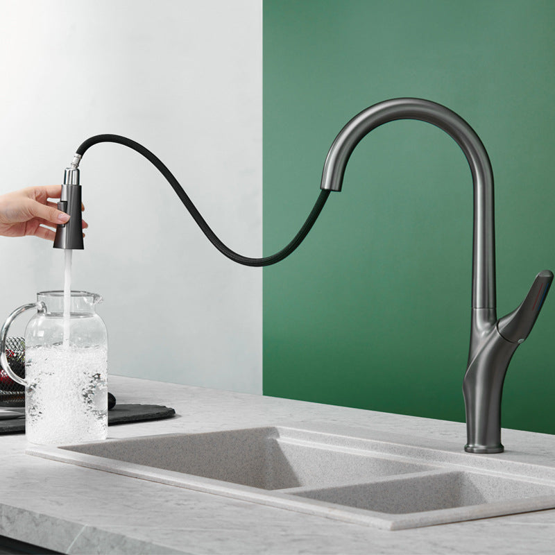 Modern Kitchen Sink Faucet Brass Pulldown Sprayer Single Handle High Arch Pot Filler Clearhalo 'Home Improvement' 'home_improvement' 'home_improvement_kitchen_faucets' 'Kitchen Faucets' 'Kitchen Remodel & Kitchen Fixtures' 'Kitchen Sinks & Faucet Components' 'kitchen_faucets' 6136833